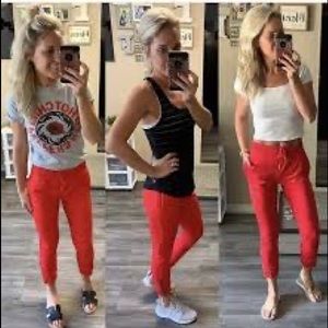 Red ZYIA everywhere zipper joggers size large 8-10, great condition hardly worn.